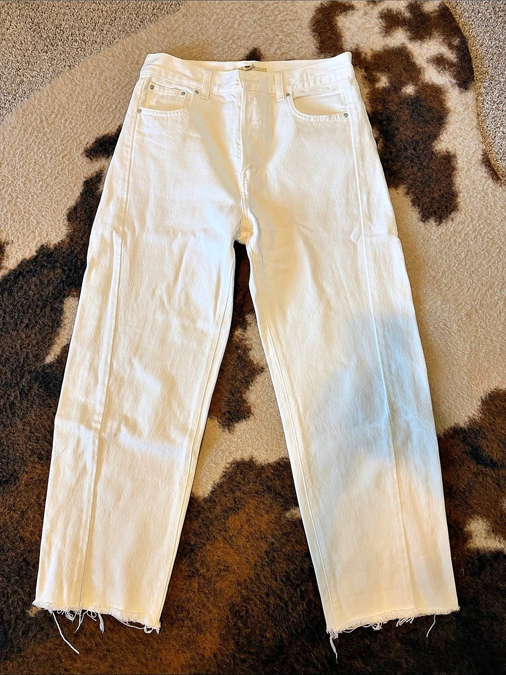 Madewell The Pieced Barrel-Leg Jean White Jeans Waist 25